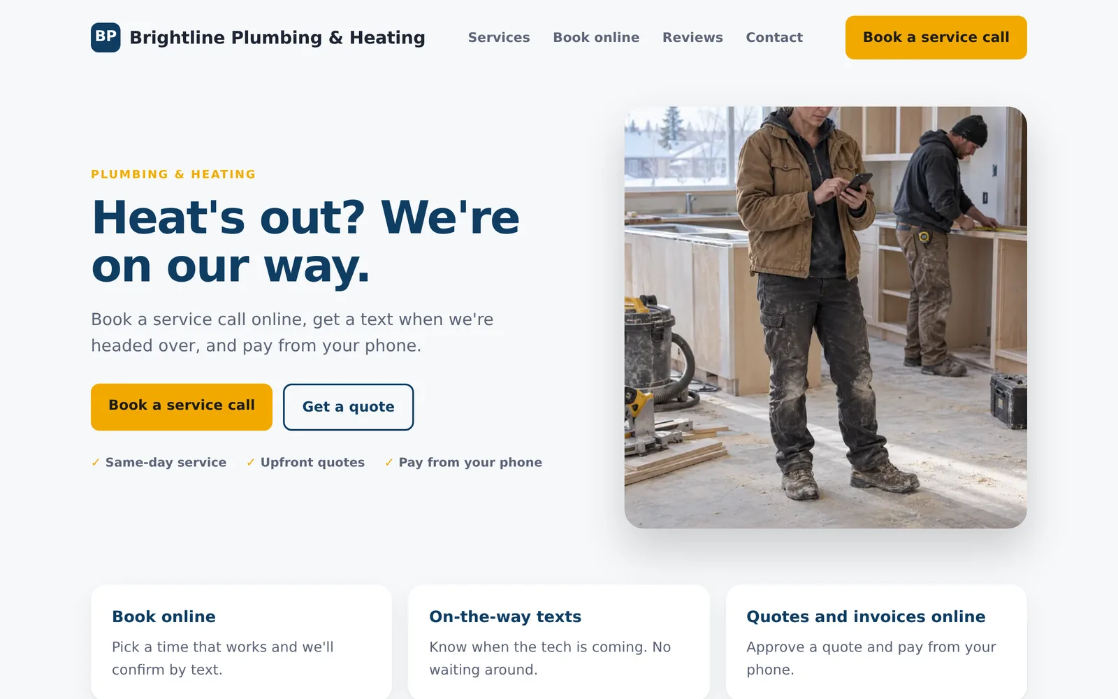 Example website for a trades business